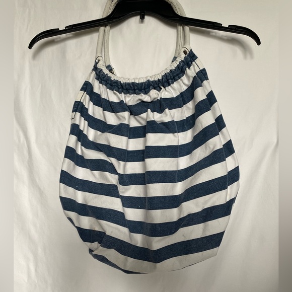 Abercrombie & Fitch Vintage Y2K Canvas Tote Hobo Beach Bag Blue & White Striped - Picture 2 of 7